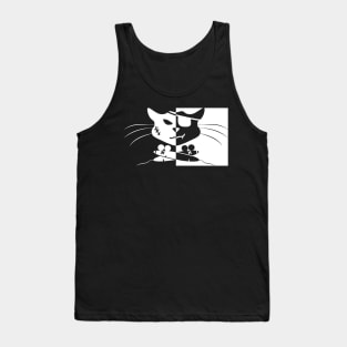 Jolly Roger Pirate Black Cat Crossbones (Cross Mice) Pattern Tank Top